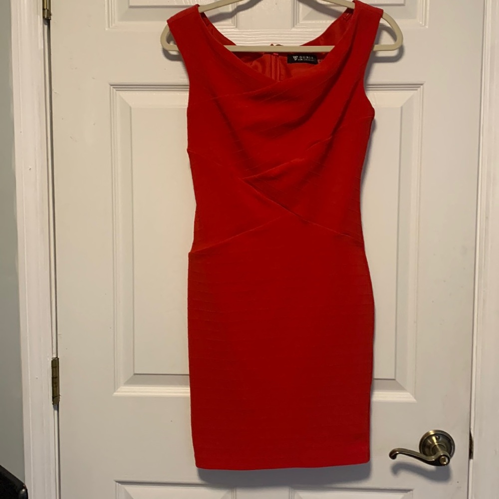 Guess Red Sleeveless Bodycon Dress
